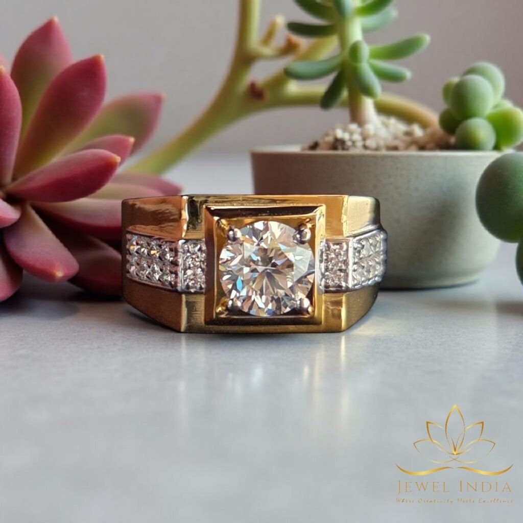 Bold. Brilliant. Timeless. ✨

This stunning gold diamond ring captures the essence of luxury and strength. Featuring a radiant round-cut diamond at its center, framed by rows of sparkling side stones, it’s a masterpiece of craftsmanship and elegance. Perfect for those who appreciate sophistication with a modern edge. 💎💛

#GoldDiamondRing #LuxuryJewelry #TimelessElegance #JewelIndia