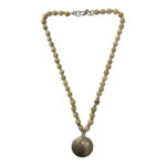 Protective Wood Bead Necklace with Oxidized Silver St. Benedict Pendant