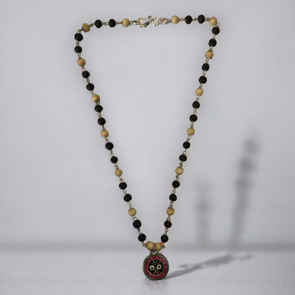 Devotional Tulsi Bead Necklace with Decorative Capped Beads