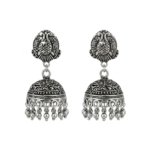 Peacock Heritage Dome Jhumka Earrings | Oxidized Bell Charm Jewellery