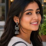 Oxidized Silver Polish Jhumka Earrings – Traditional Round Drop Design