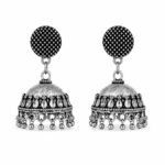 Traditional Silver Oxide Polishing Jhumka Earrings – Handcrafted Ethnic Jewelry - Image 2
