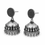 Traditional Silver Oxide Polishing Jhumka Earrings – Handcrafted Ethnic Jewelry - Image 3