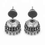 Traditional Silver Oxide Polishing Jhumka Earrings – Handcrafted Ethnic Jewelry - Image 4