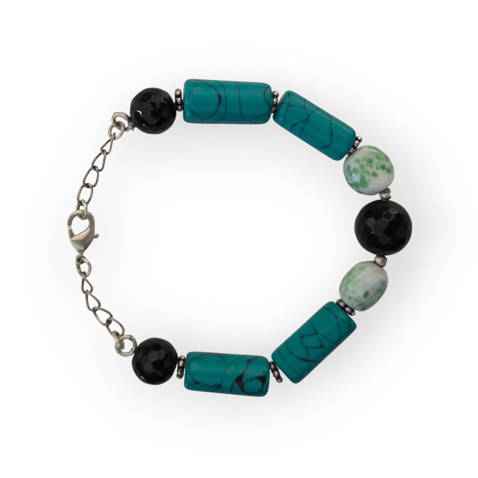 SBR14AB Turquoise Black Stone Accent Bracelet - Image 1