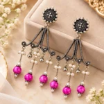 Antique Pink Beaded Cascade Earrings
